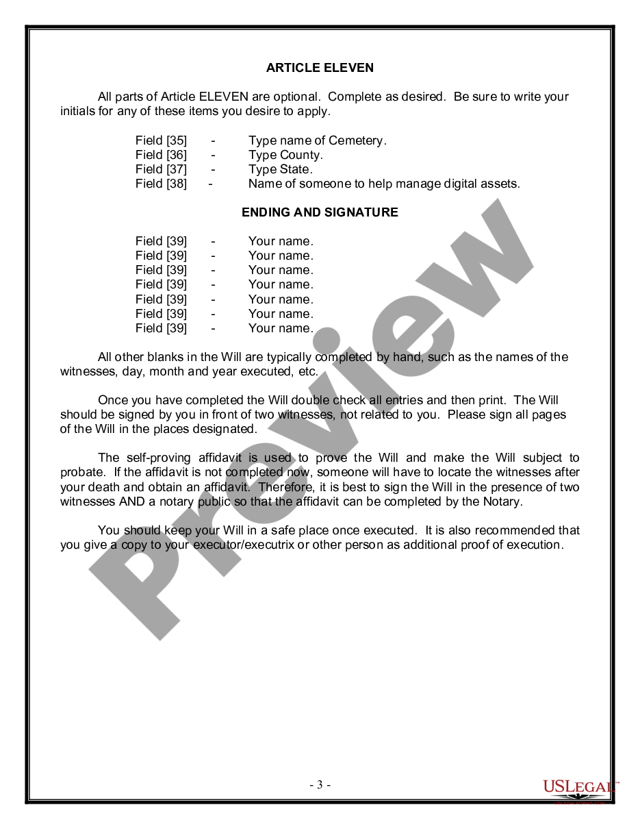page 2 Legal Last Will and Testament Form for Married person with Adult Children preview