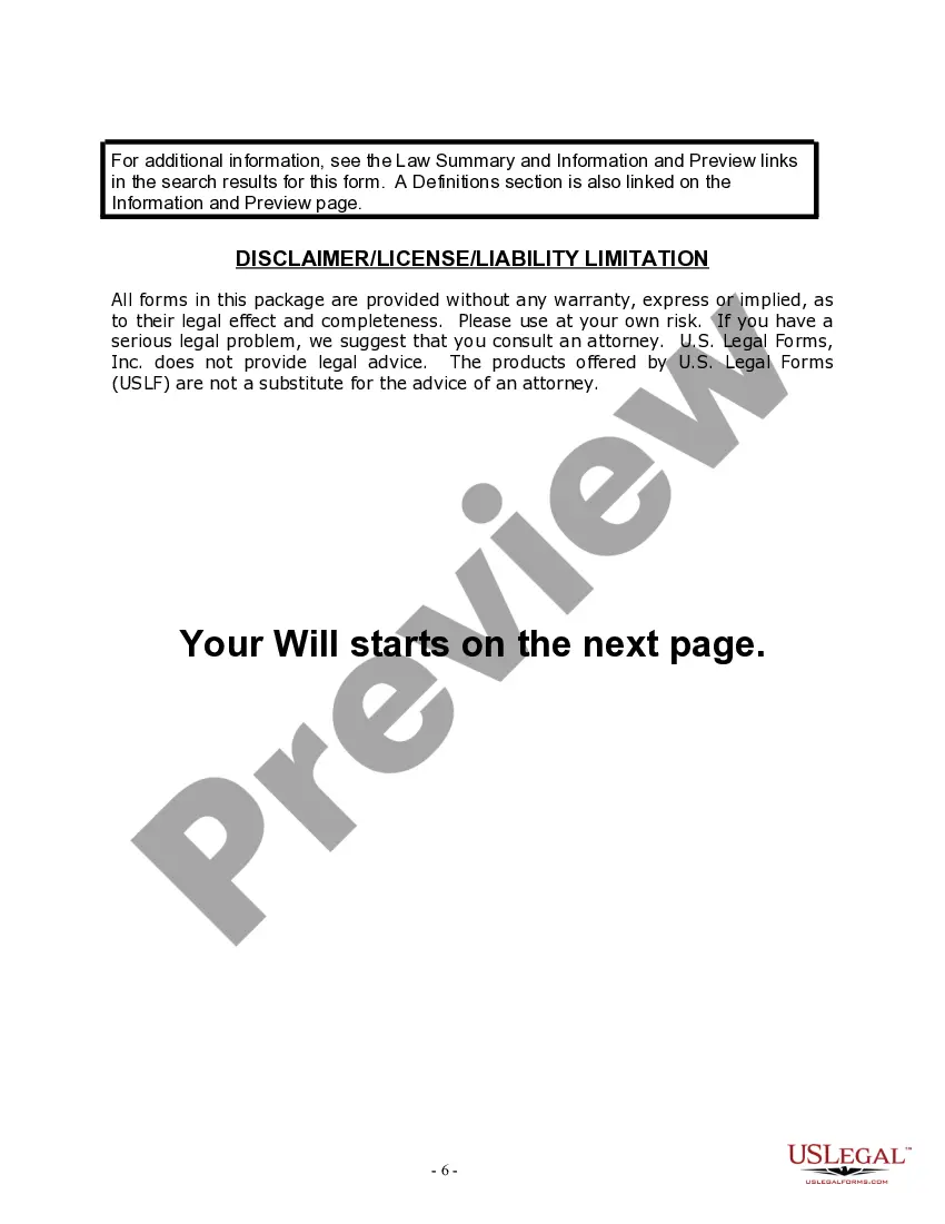 Preview Last Will and Testament for Married person with Adult Children