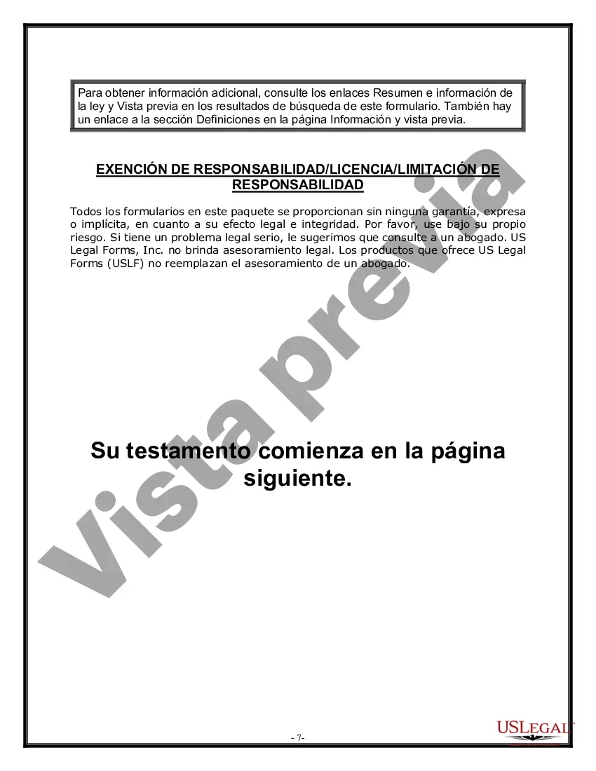 Preview Formulario de última voluntad y testamento legal para persona casada con hijos menores