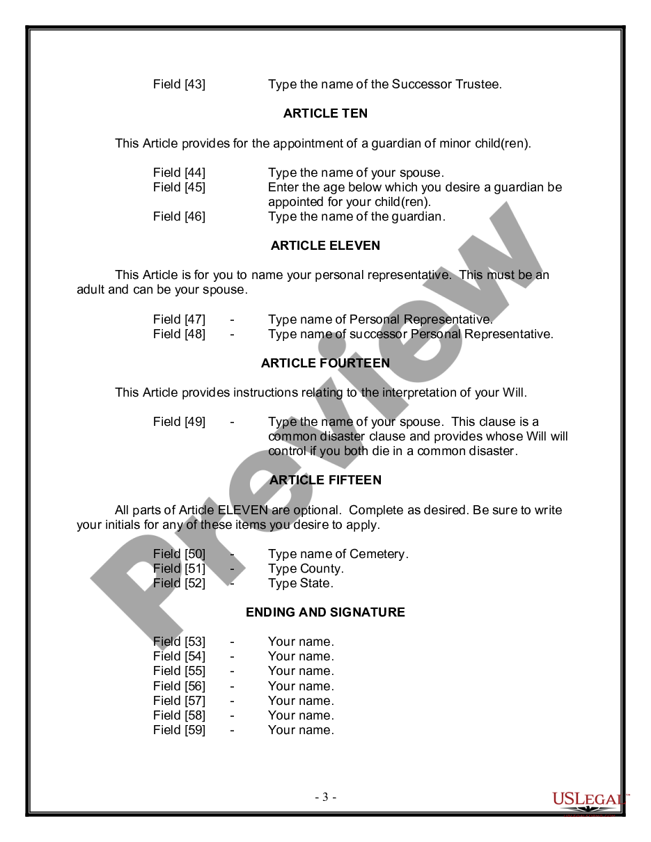page 2 Legal Last Will and Testament Form for Married person with Minor Children preview
