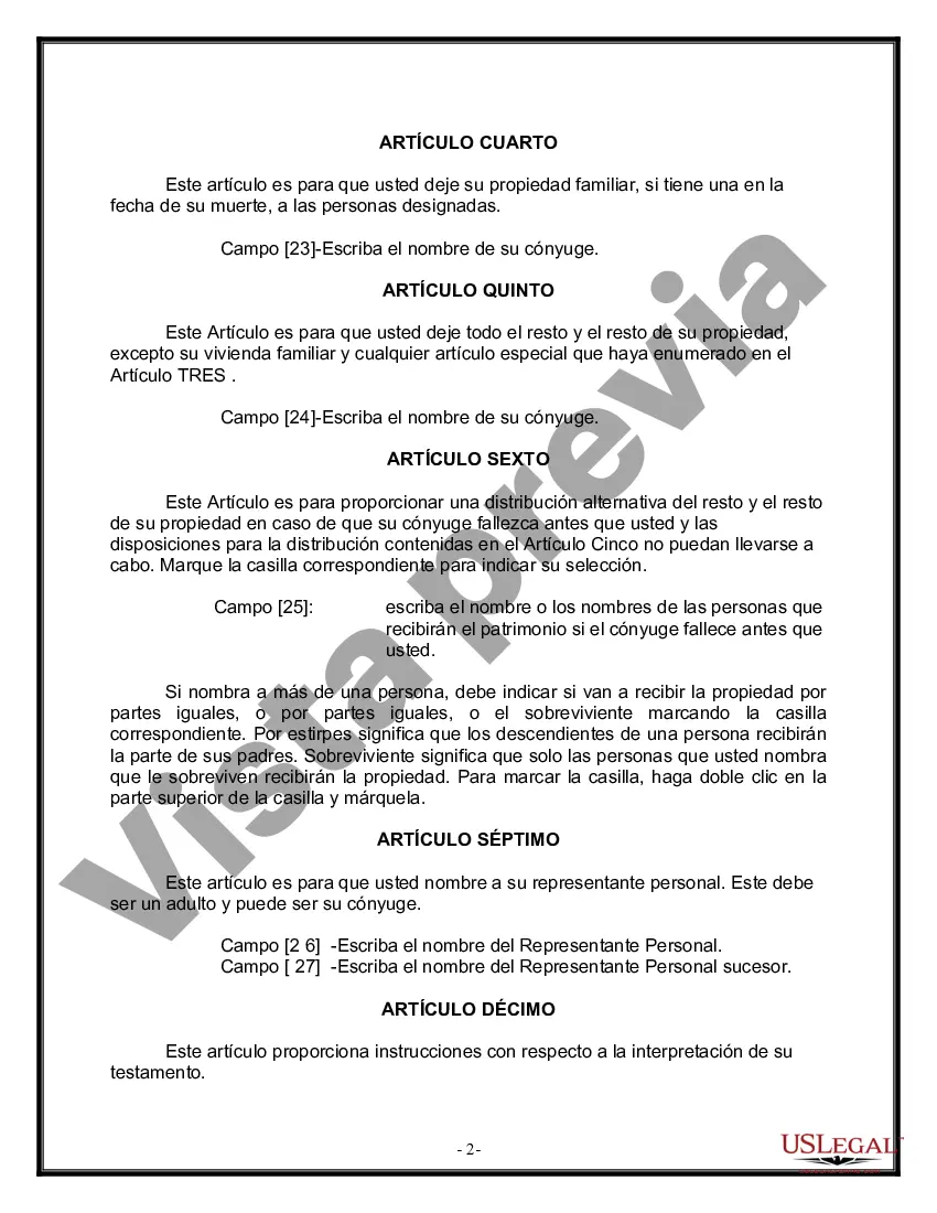 Preview Paquete de Voluntades Mutuas con Últimas Voluntades y Testamentos para Pareja Casada sin Hijos