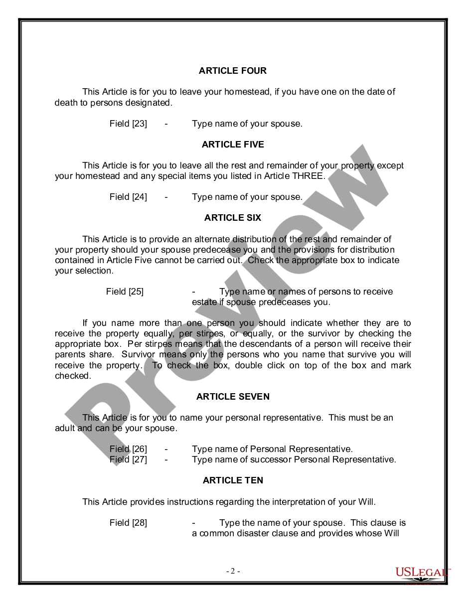 page 1 Mutual Wills package with Last Wills and Testaments for Married Couple with No Children preview