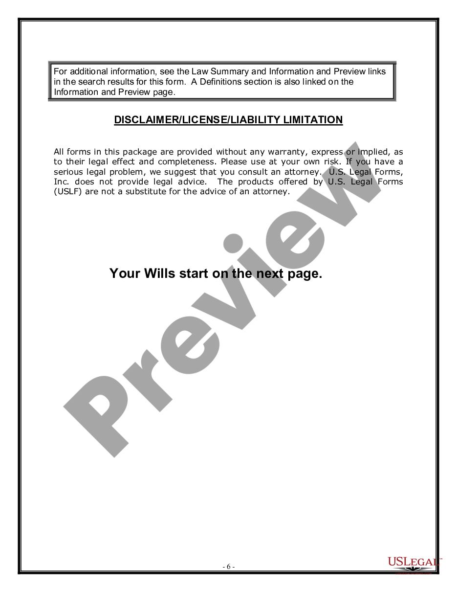 page 5 Mutual Wills package with Last Wills and Testaments for Married Couple with No Children preview