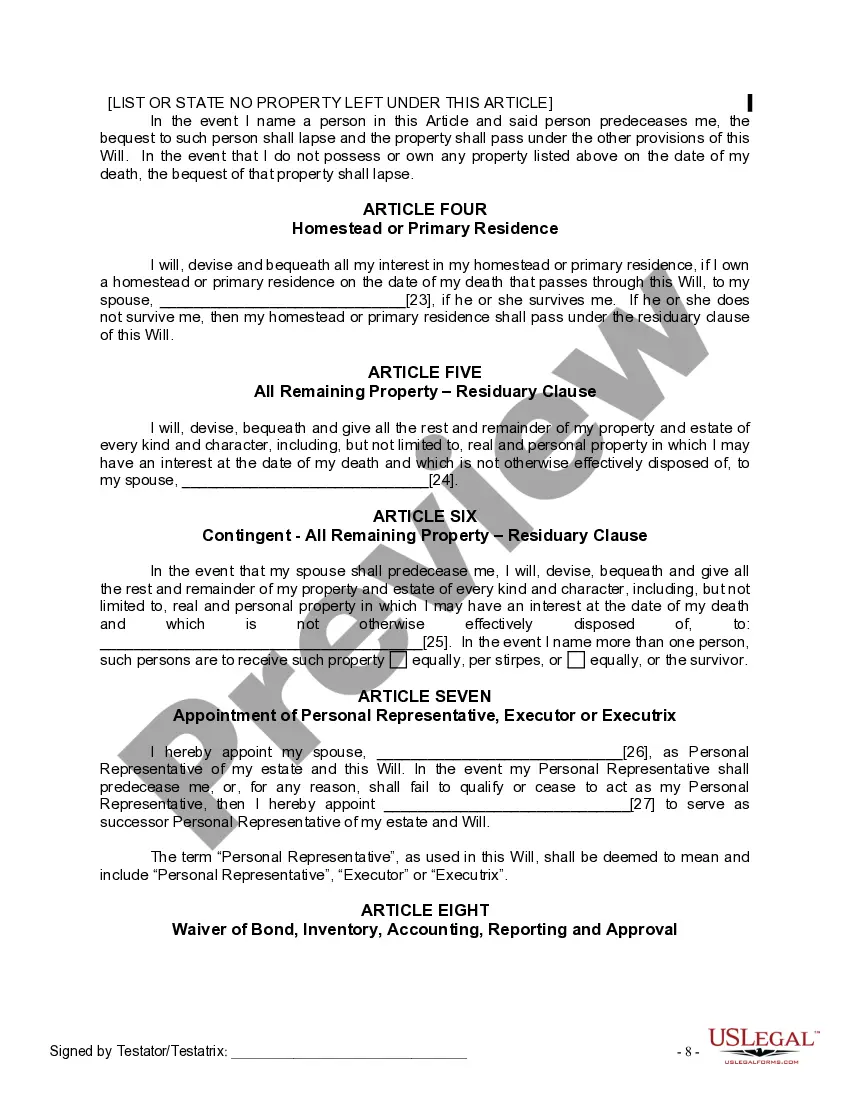 Preview Mutual Wills package with Last Wills and Testaments for Married Couple with No Children