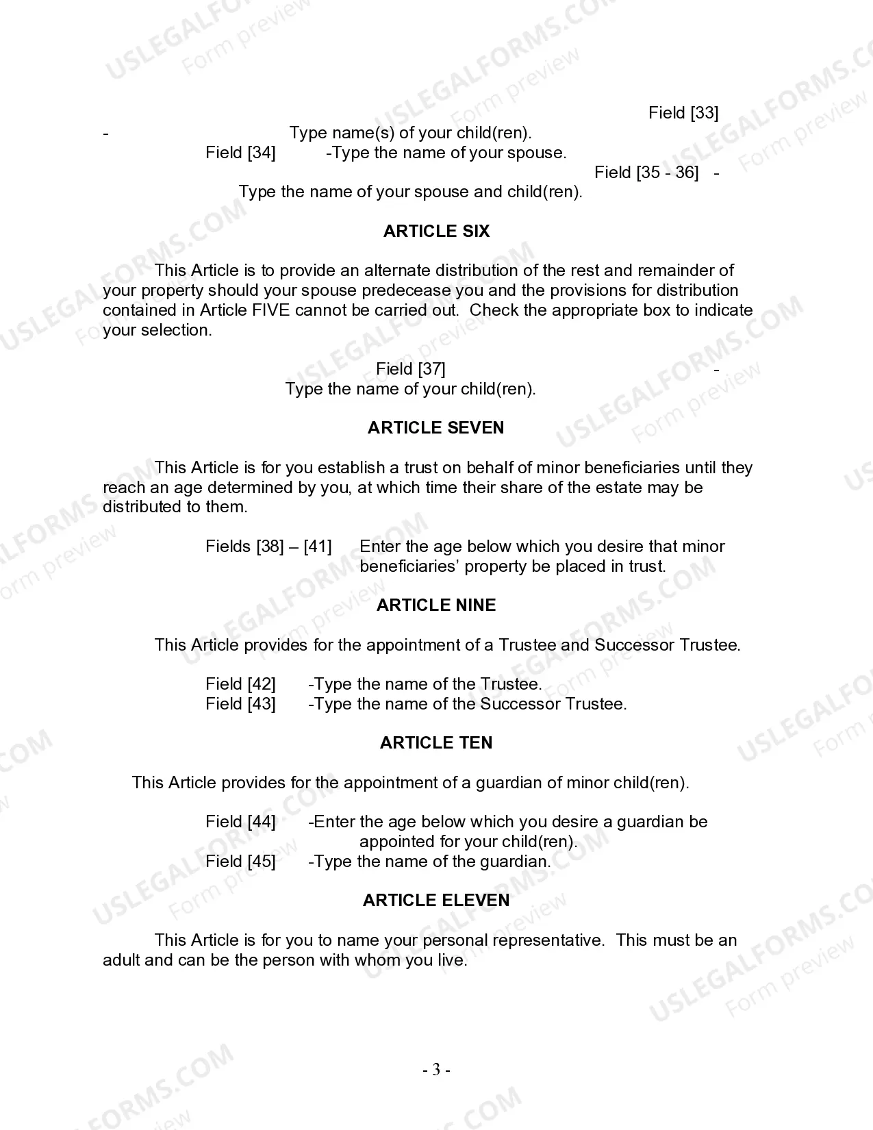 Preview Last Will and Testament for Married Person with Adult and Minor Children from Prior Marriage