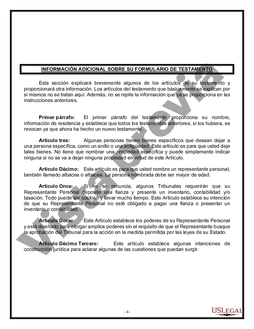 Get Formulario Legal de Última Voluntad y Testamento para Viuda o Viudo con Hijos Menores Preview Formulario Legal de Última Voluntad y Testamento para Viuda o Viudo con Hijos Menores