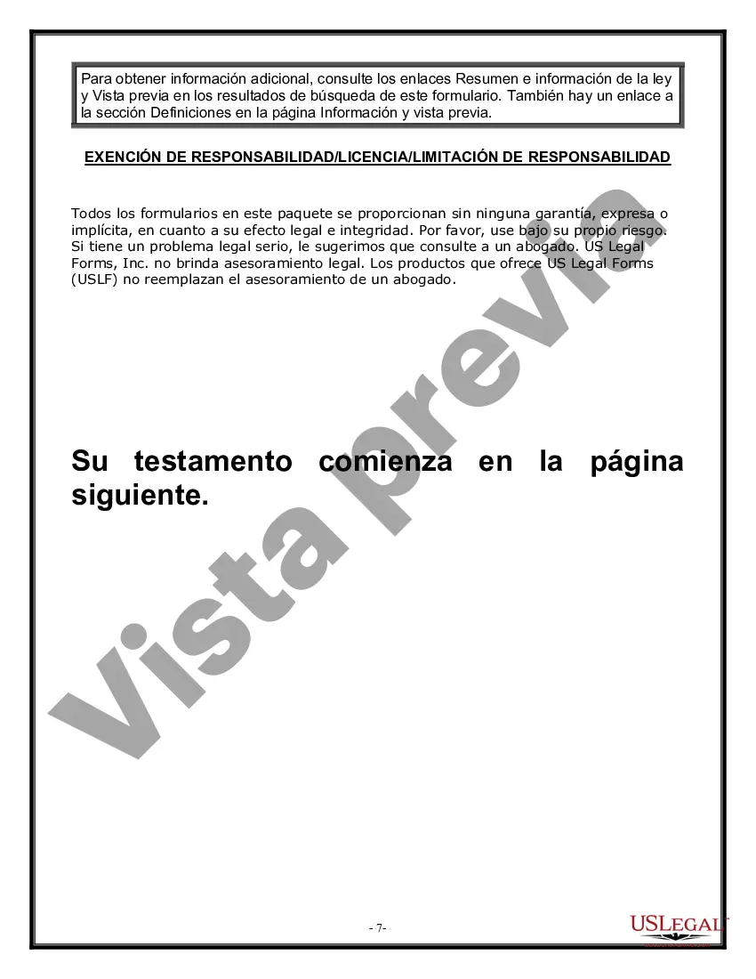 Get Formulario Legal de Última Voluntad y Testamento para Viuda o Viudo con Hijos Menores Preview Formulario Legal de Última Voluntad y Testamento para Viuda o Viudo con Hijos Menores