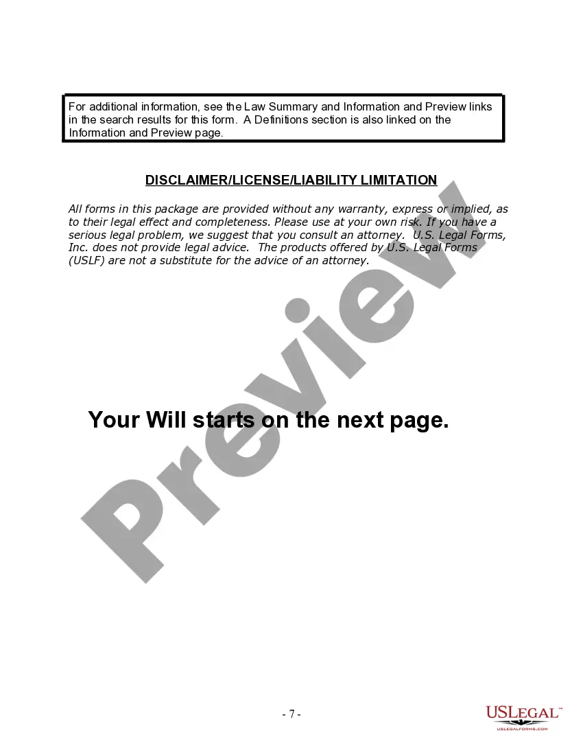 Preview Last Will and Testament for a Widow or Widower with Adult and Minor Children