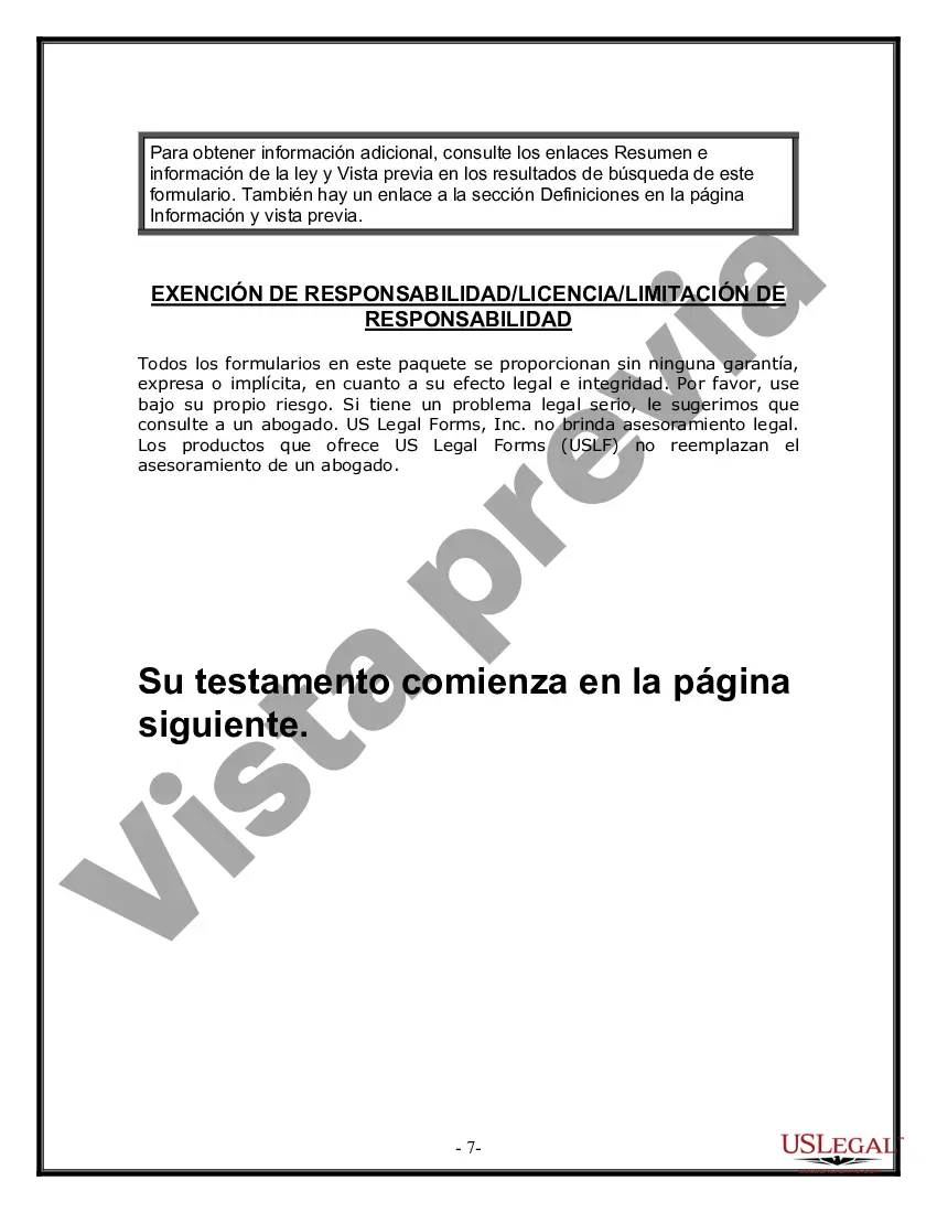Preview Formulario Legal de Última Voluntad y Testamento para Persona Divorciada y Recasada con Hijos Míos, Tuyos y Nuestros