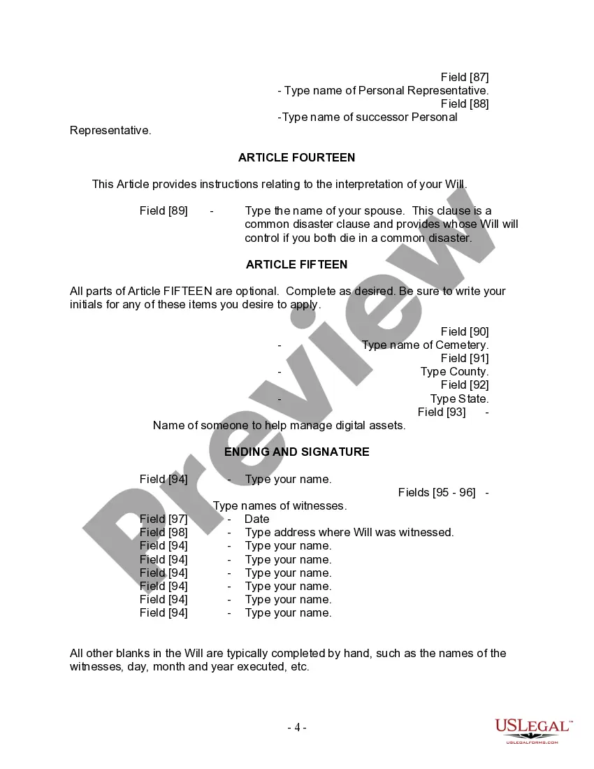 Preview Last Will and Testament for Divorced and Remarried Person with Mine, Yours and Ours Children