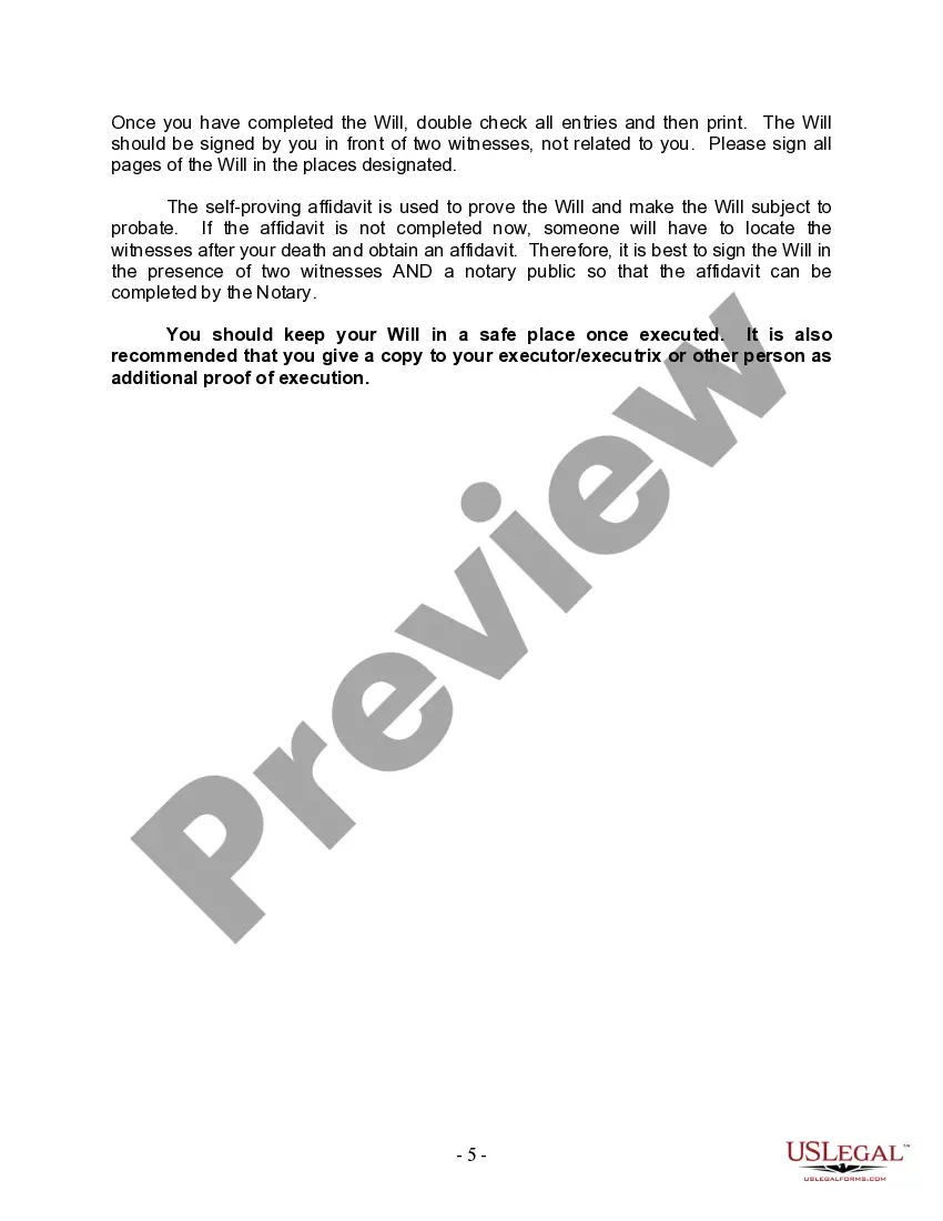 Preview Last Will and Testament for Divorced and Remarried Person with Mine, Yours and Ours Children