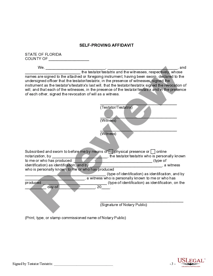 Preview Written Revocation of Will