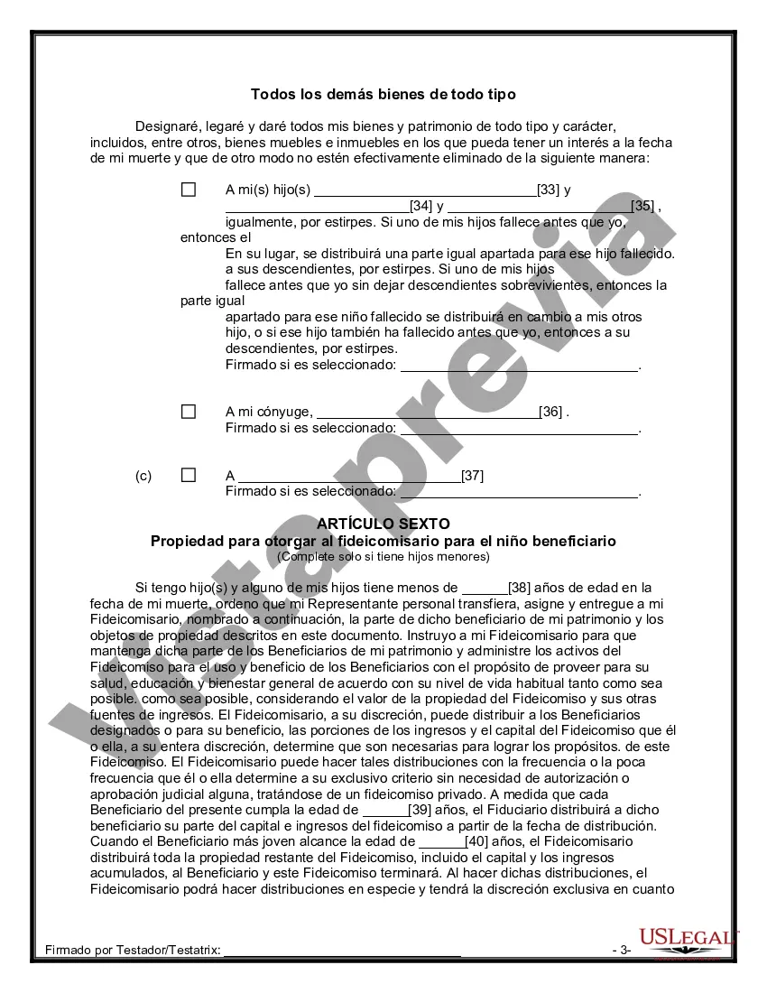 Preview Última voluntad y testamento para otras personas