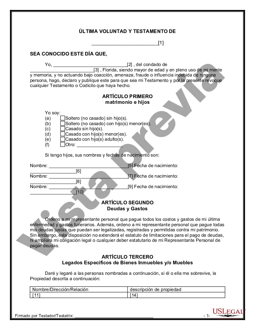 Preview Última voluntad y testamento para otras personas