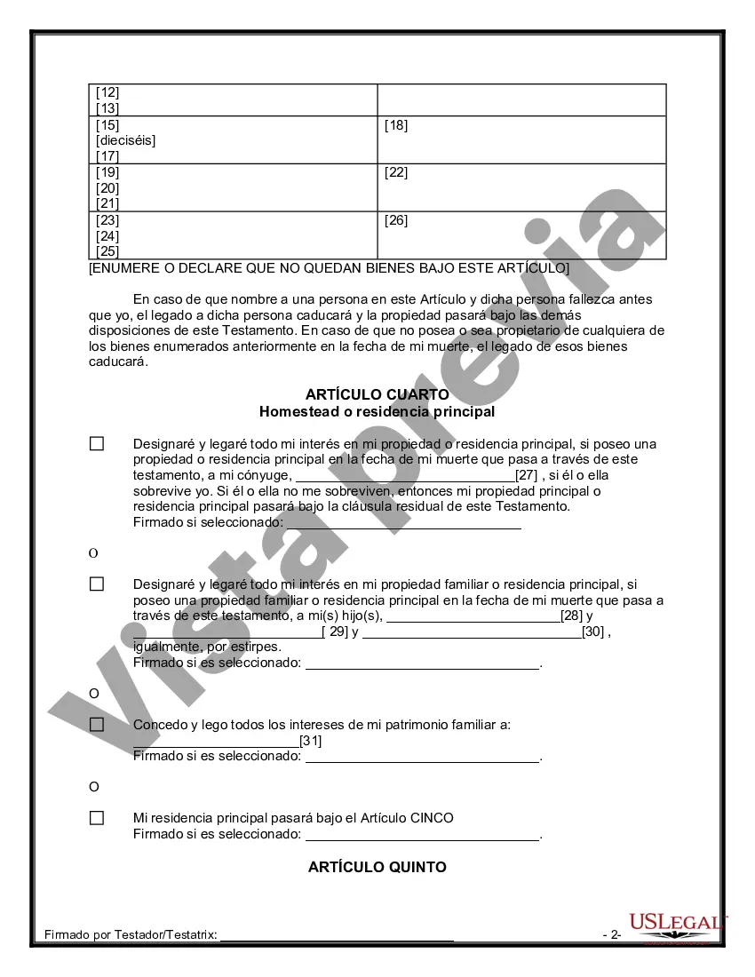 Preview Última voluntad y testamento para otras personas