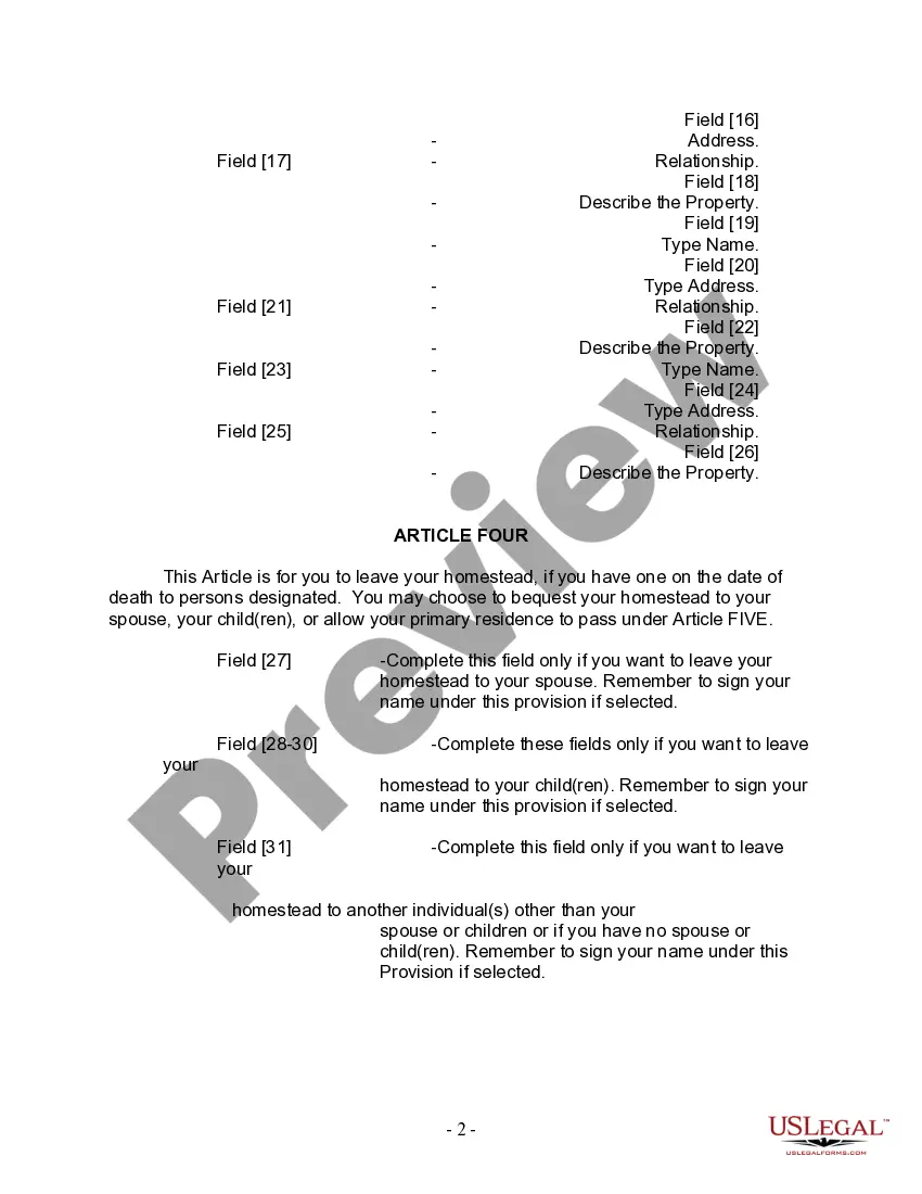 Preview Last Will and Testament for other Persons