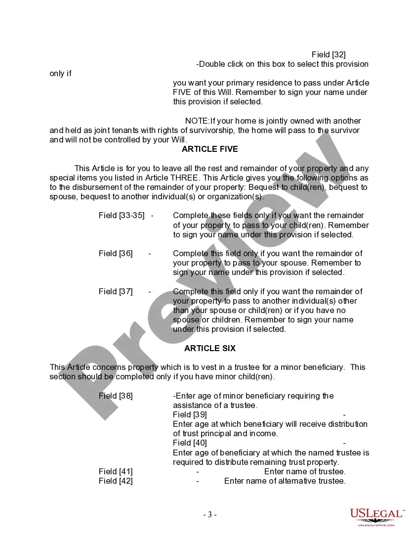 Preview Last Will and Testament for other Persons