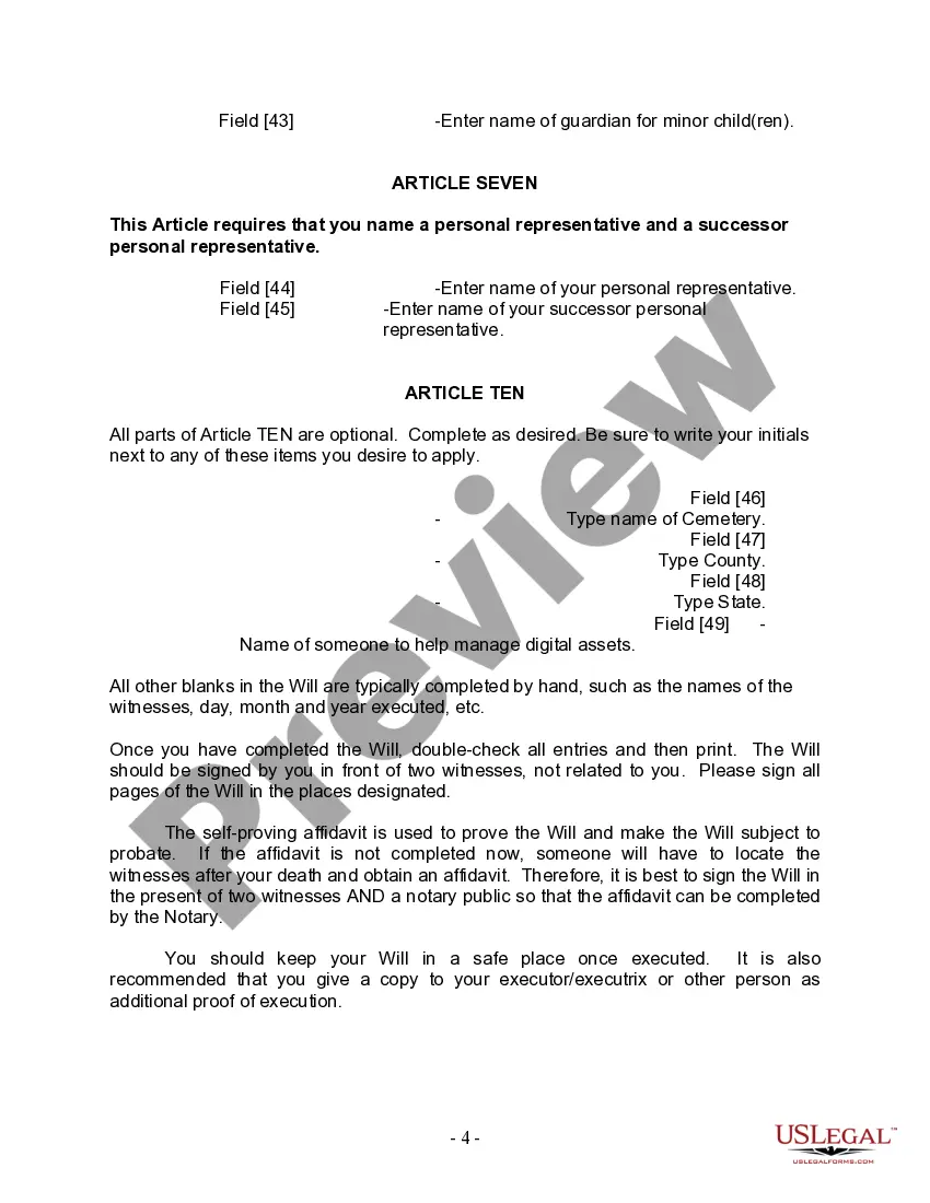 Preview Last Will and Testament for other Persons