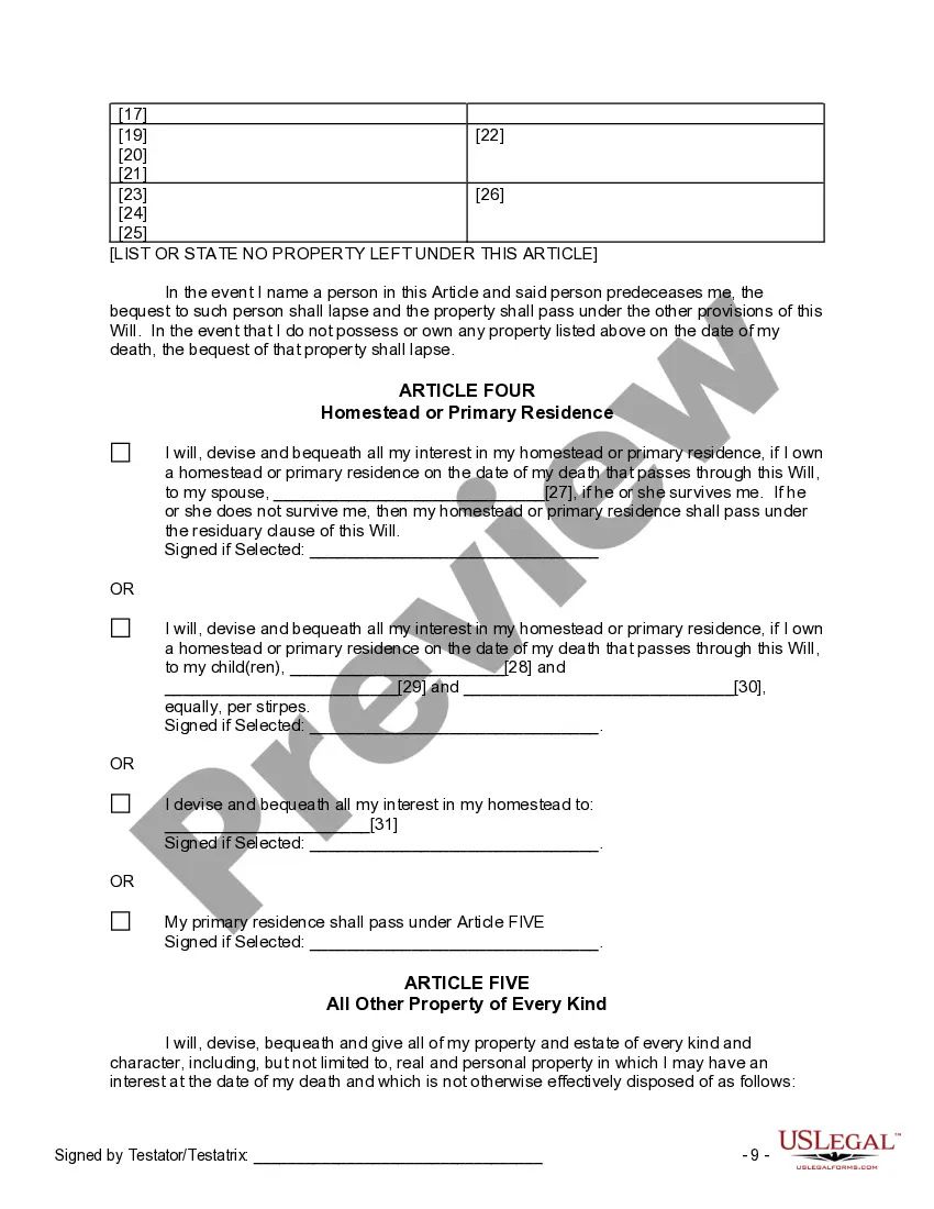Preview Last Will and Testament for other Persons