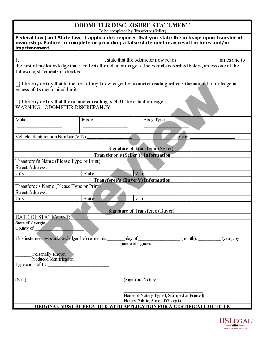 Get Bill of Sale of Automobile and Odometer Statement for As-Is Sale Preview Bill of Sale of Automobile and Odometer Statement for As-Is Sale