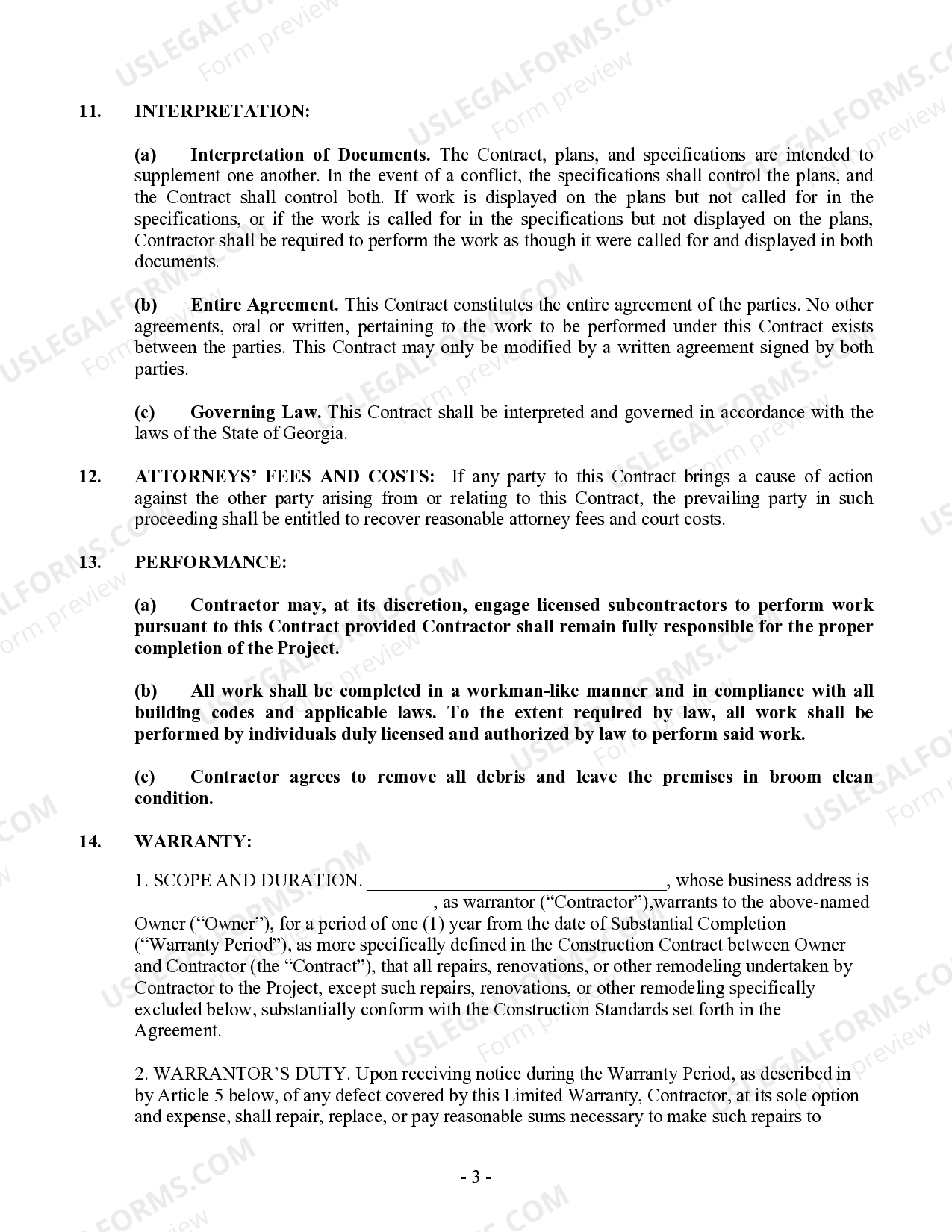 Trim Carpenter Contract for Contractor Contract Carpenter