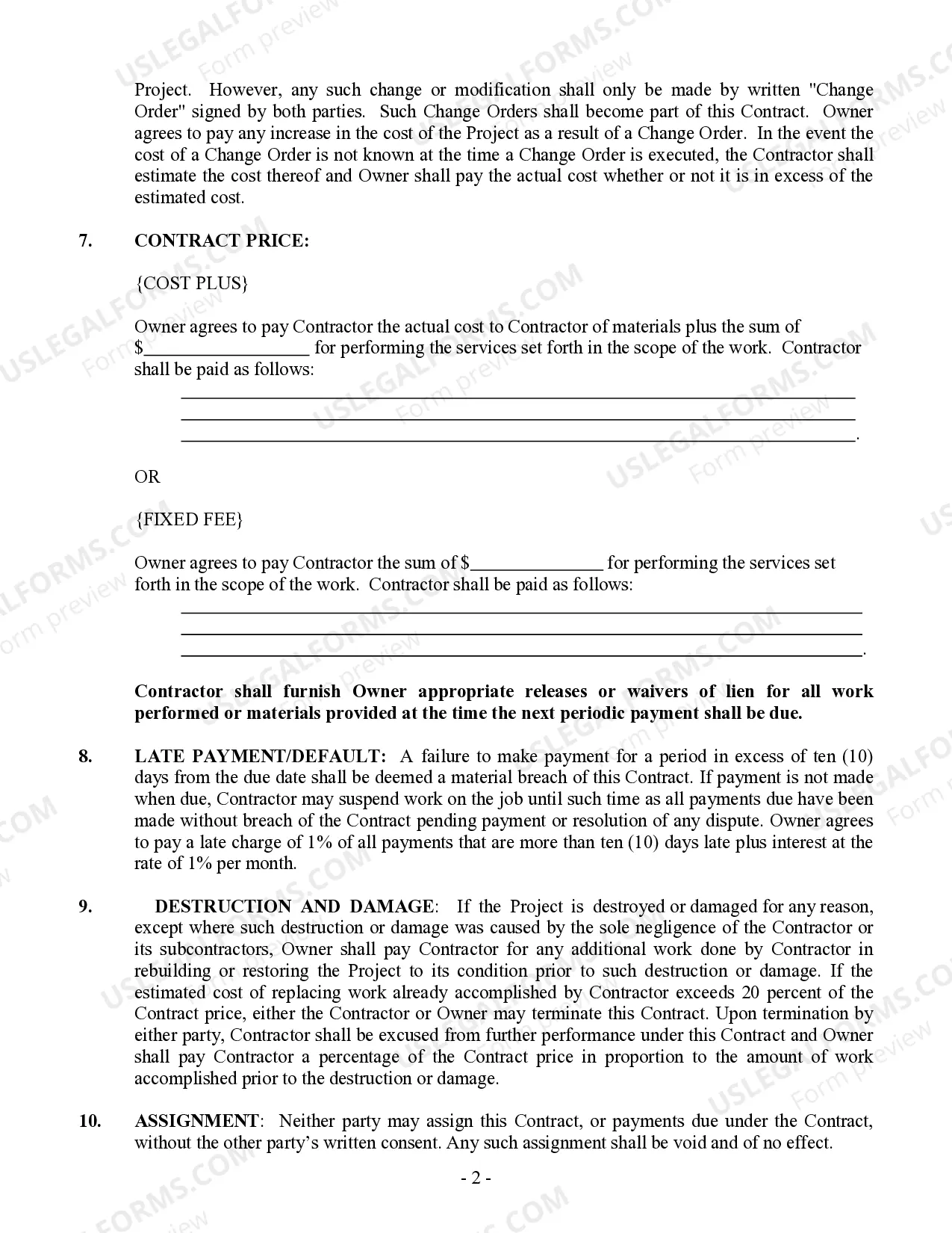 Preview Trim Carpenter Contract for Contractor