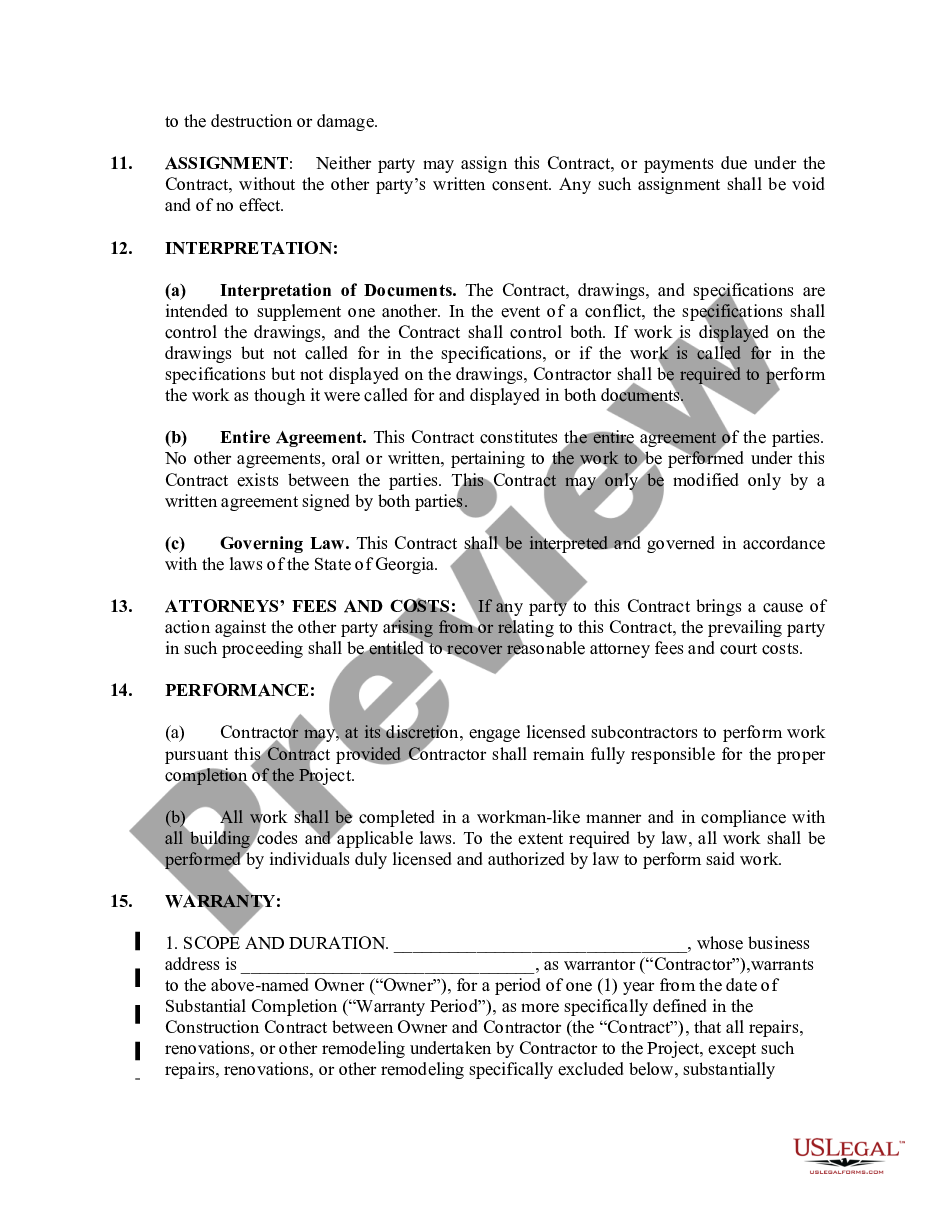 page 3 Excavator Contract for Contractor preview