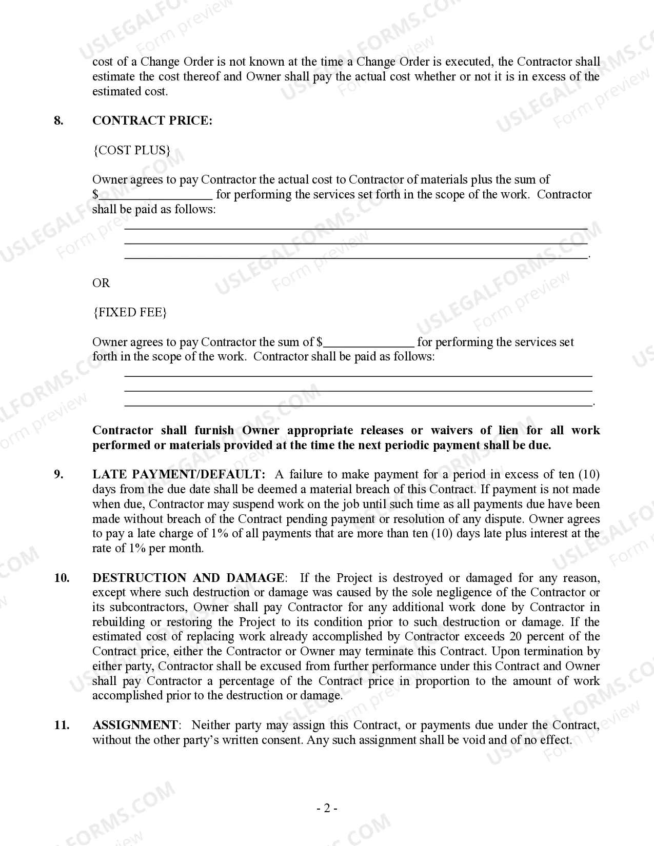 Preview Security Contract for Contractor