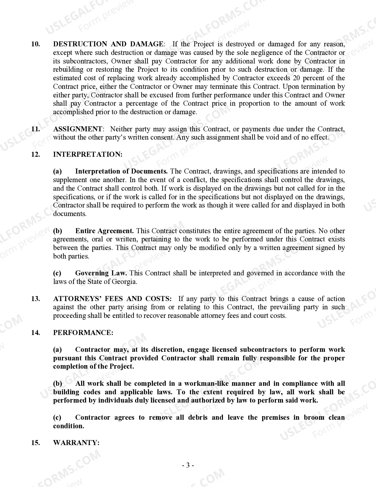 Preview Insulation Contract for Contractor
