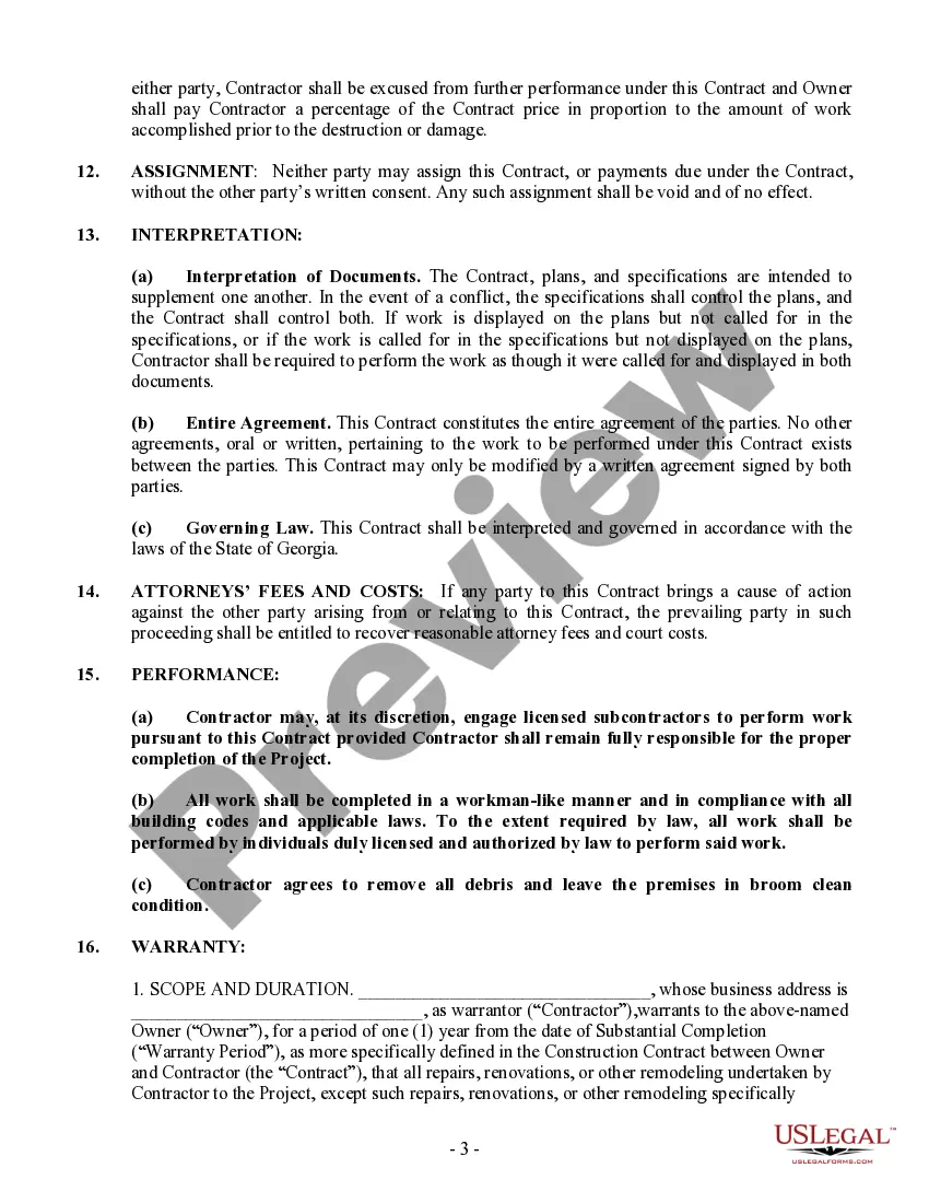 Preview Paving Contract for Contractor