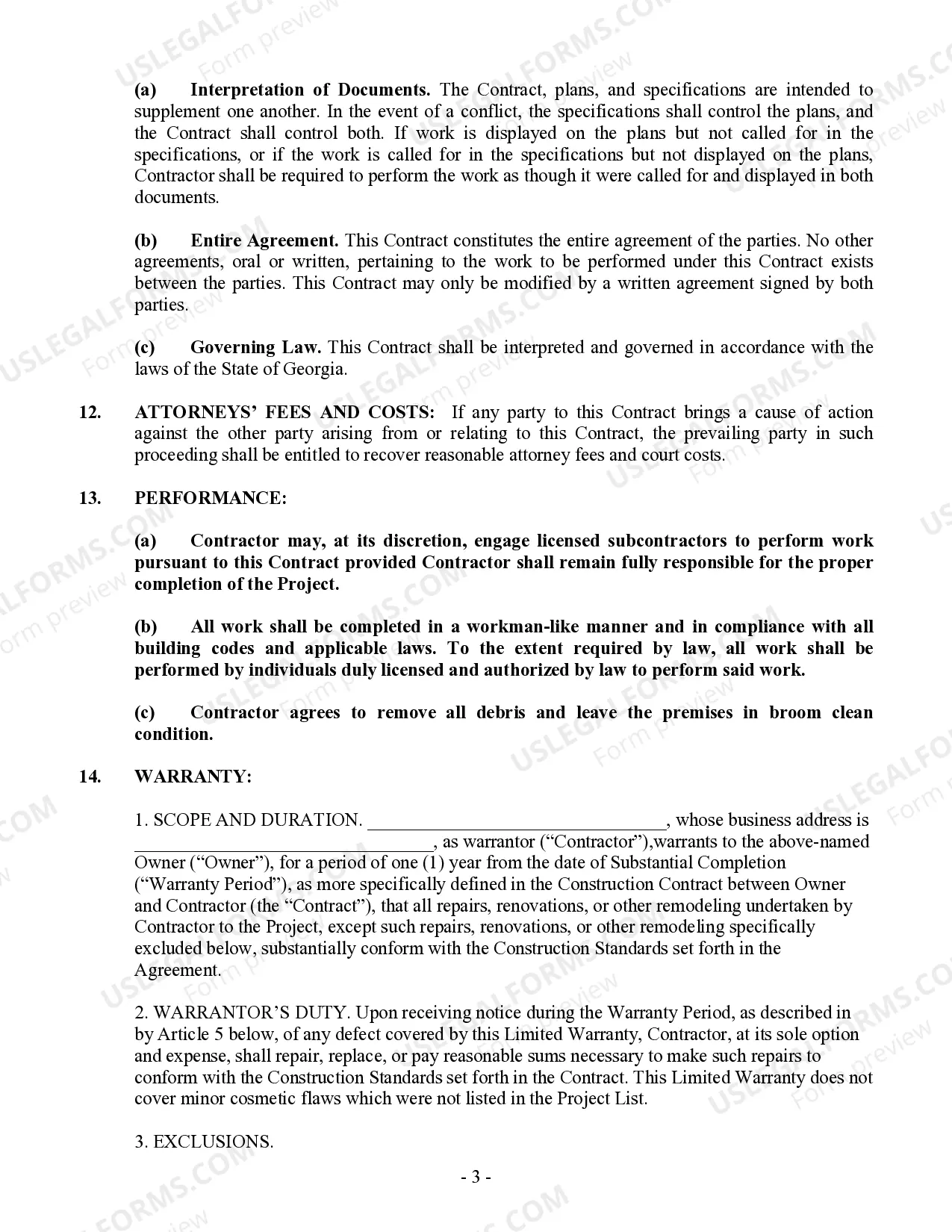 Preview Refrigeration Contract for Contractor