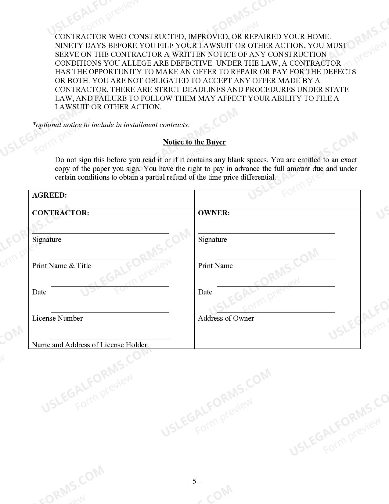 Preview Refrigeration Contract for Contractor