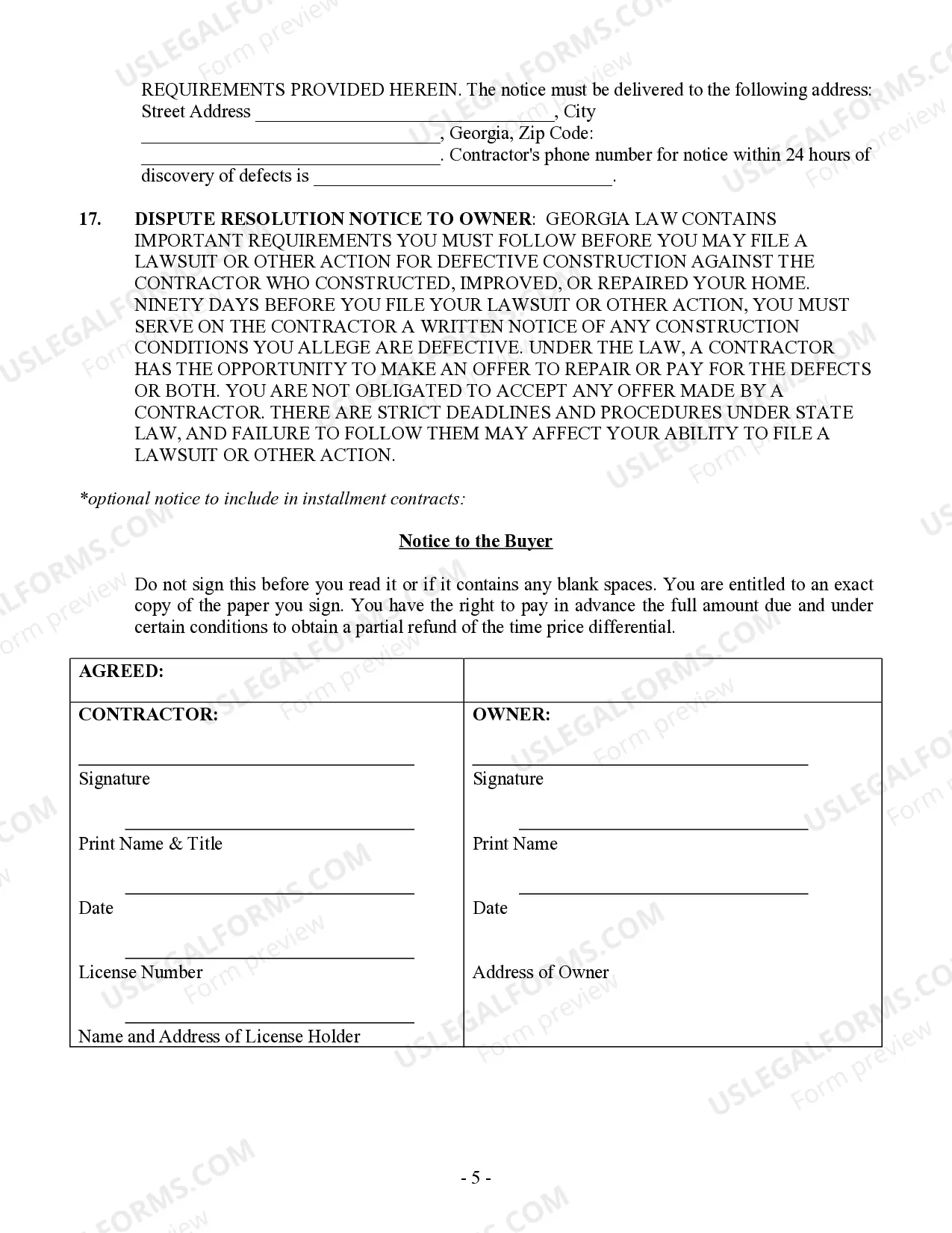 Preview Drainage Contract for Contractor