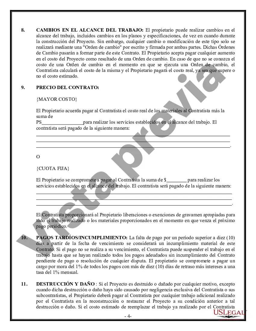 Preview Contrato de plomería para contratista