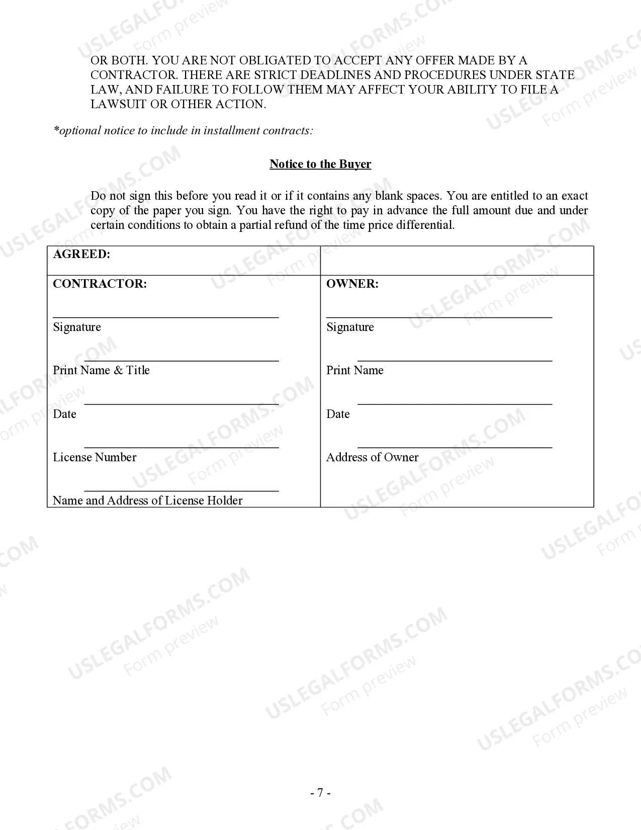 Preview Plumbing Contract for Contractor