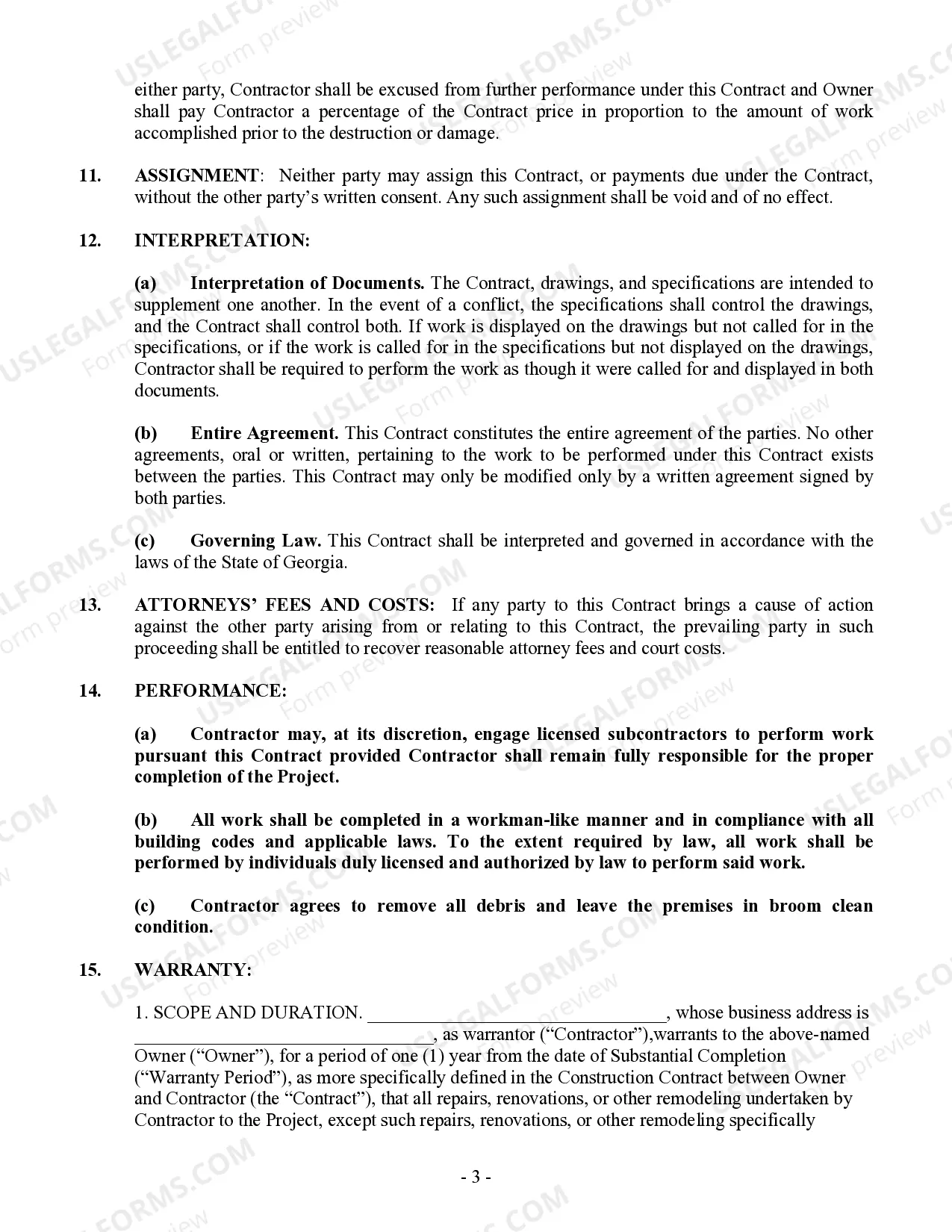 Preview Roofing Contract for Contractor