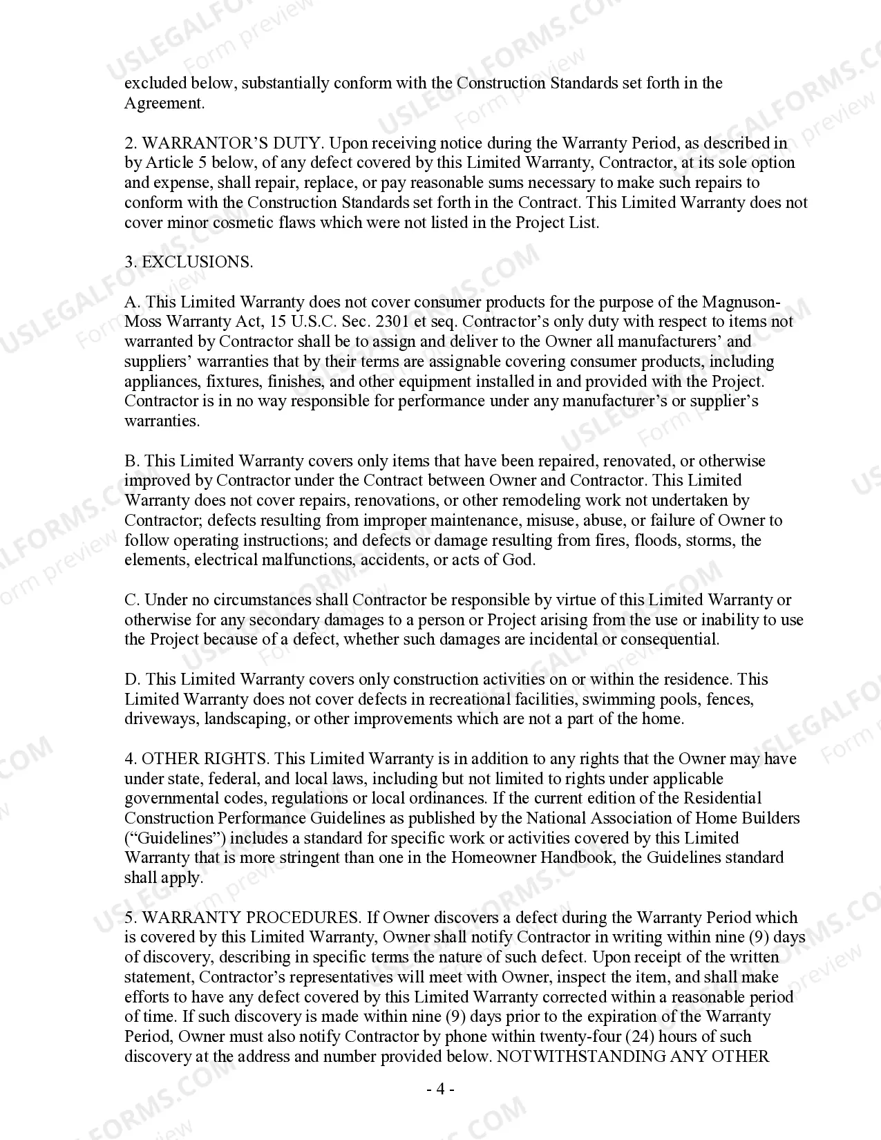 Preview Roofing Contract for Contractor