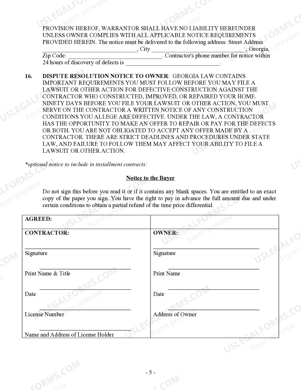 Preview Roofing Contract for Contractor