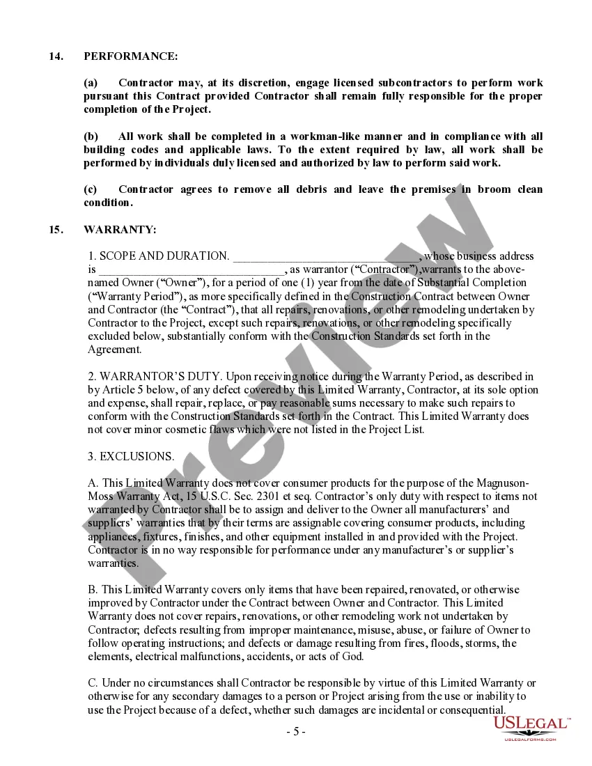 Preview Electrical Contract for Contractor