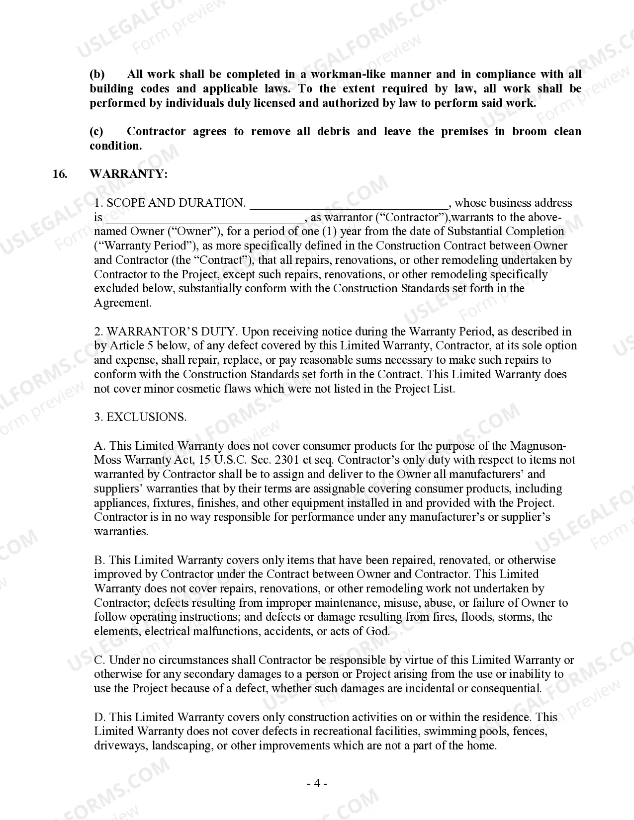 Preview Flooring Contract for Contractor