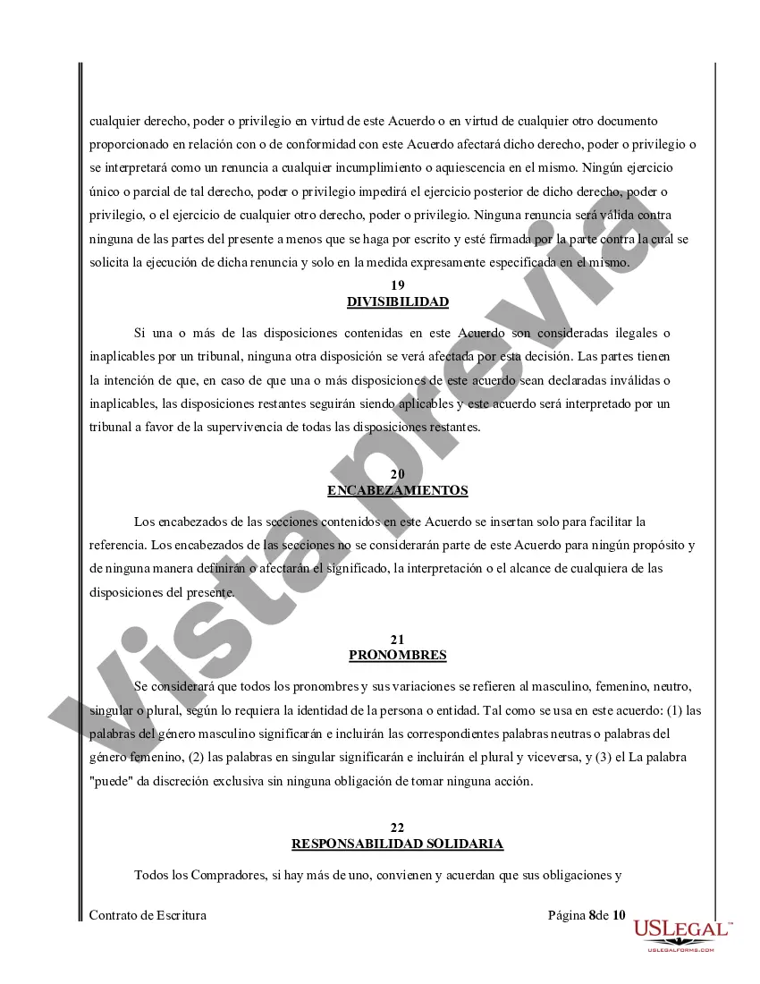 Preview Acuerdo o Contrato de Escritura de Venta y Compra de Bienes Raíces a/k/a Terreno o Contrato de Ejecución