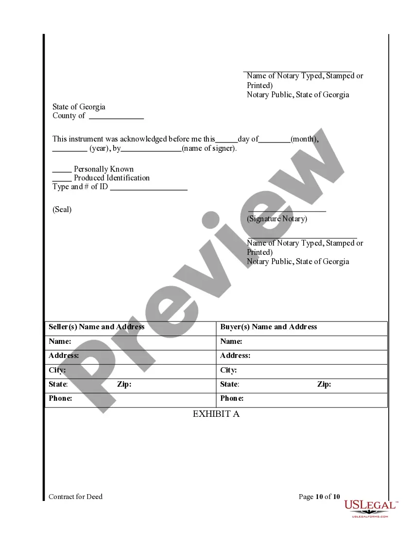 Preview Agreement or Contract for Deed for Sale and Purchase of Real Estate a/k/a Land or Executory Contract