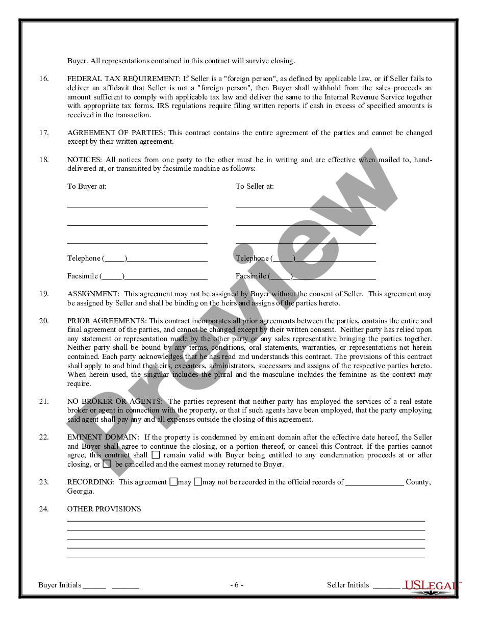 form Contract for Sale and Purchase of Real Estate with No Broker for Residential Home Sale Agreement preview