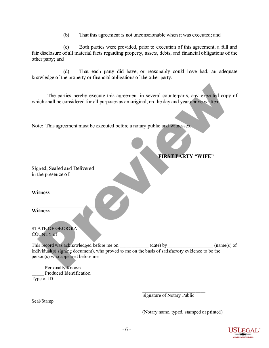 page 5 Georgia Prenuptial Premarital Agreement with Financial Statements preview