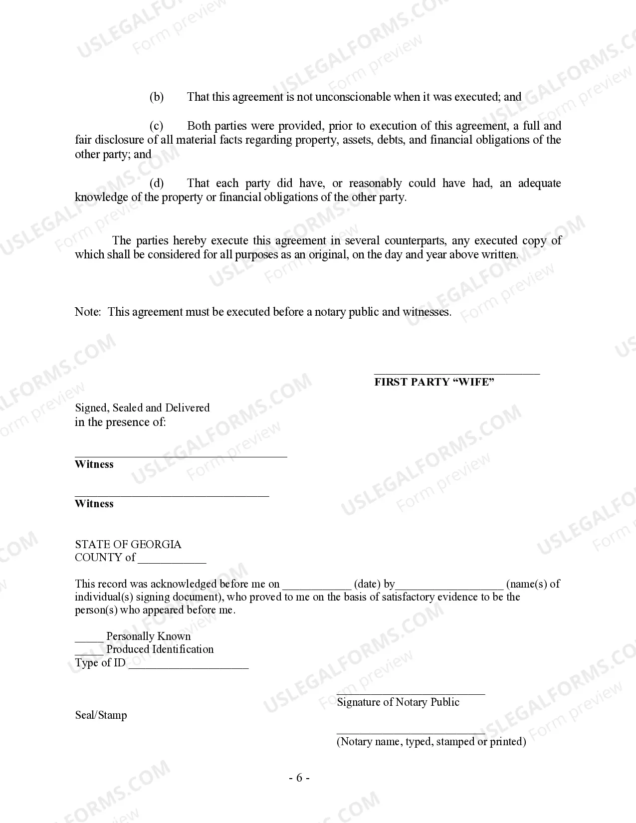 Preview Georgia Prenuptial Premarital Agreement with Financial Statements