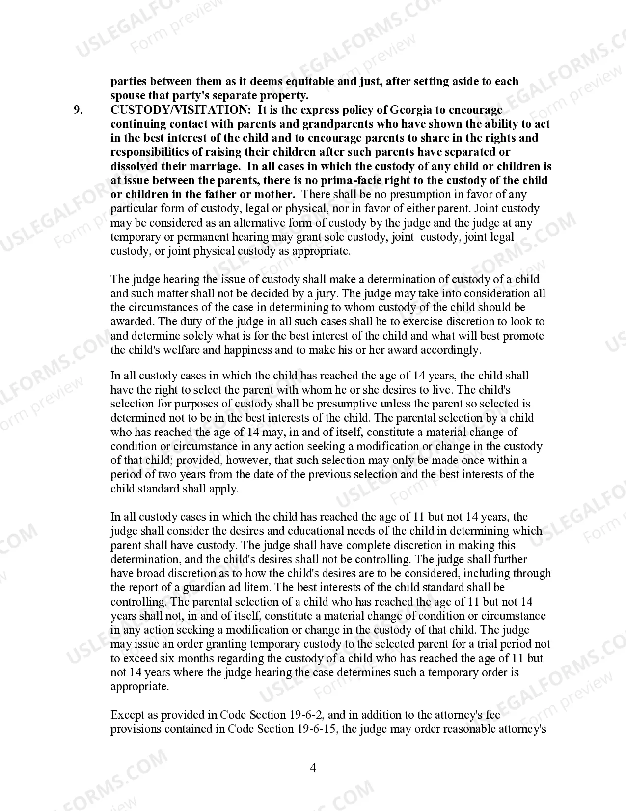Preview Georgia No-Fault Agreed Uncontested Divorce Package for Dissolution of Marriage for people with Minor Children