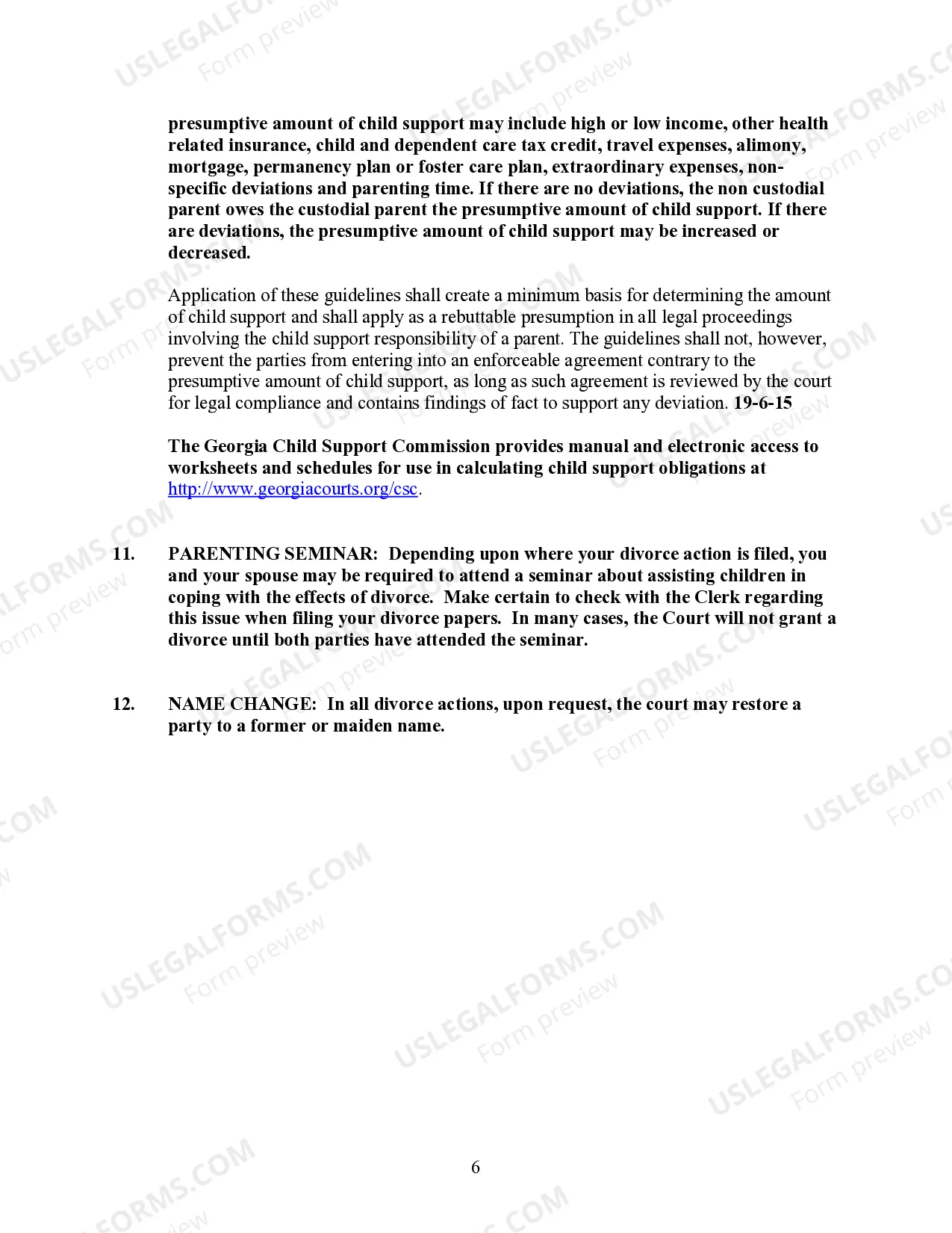 Preview Georgia No-Fault Agreed Uncontested Divorce Package for Dissolution of Marriage for people with Minor Children