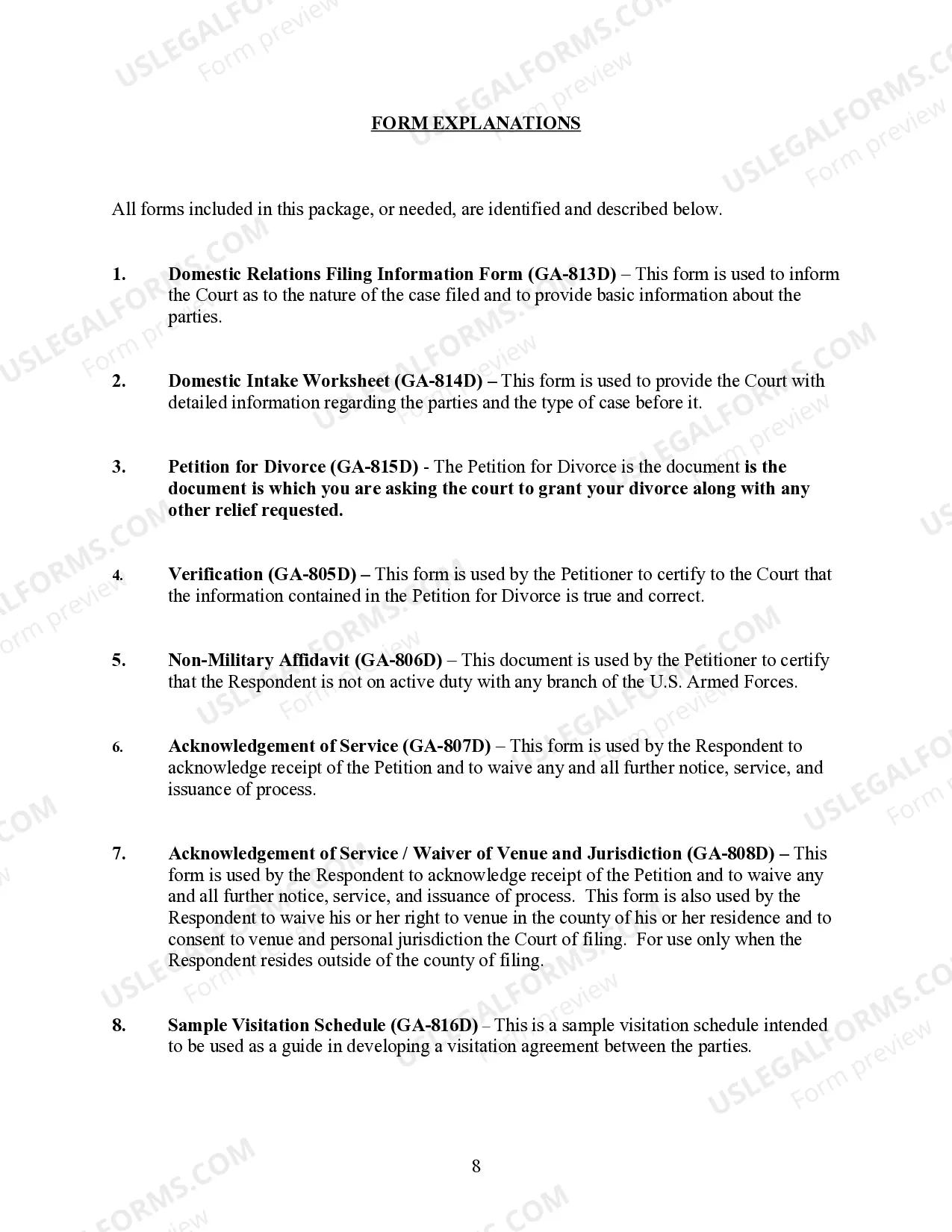Preview Georgia No-Fault Agreed Uncontested Divorce Package for Dissolution of Marriage for people with Minor Children