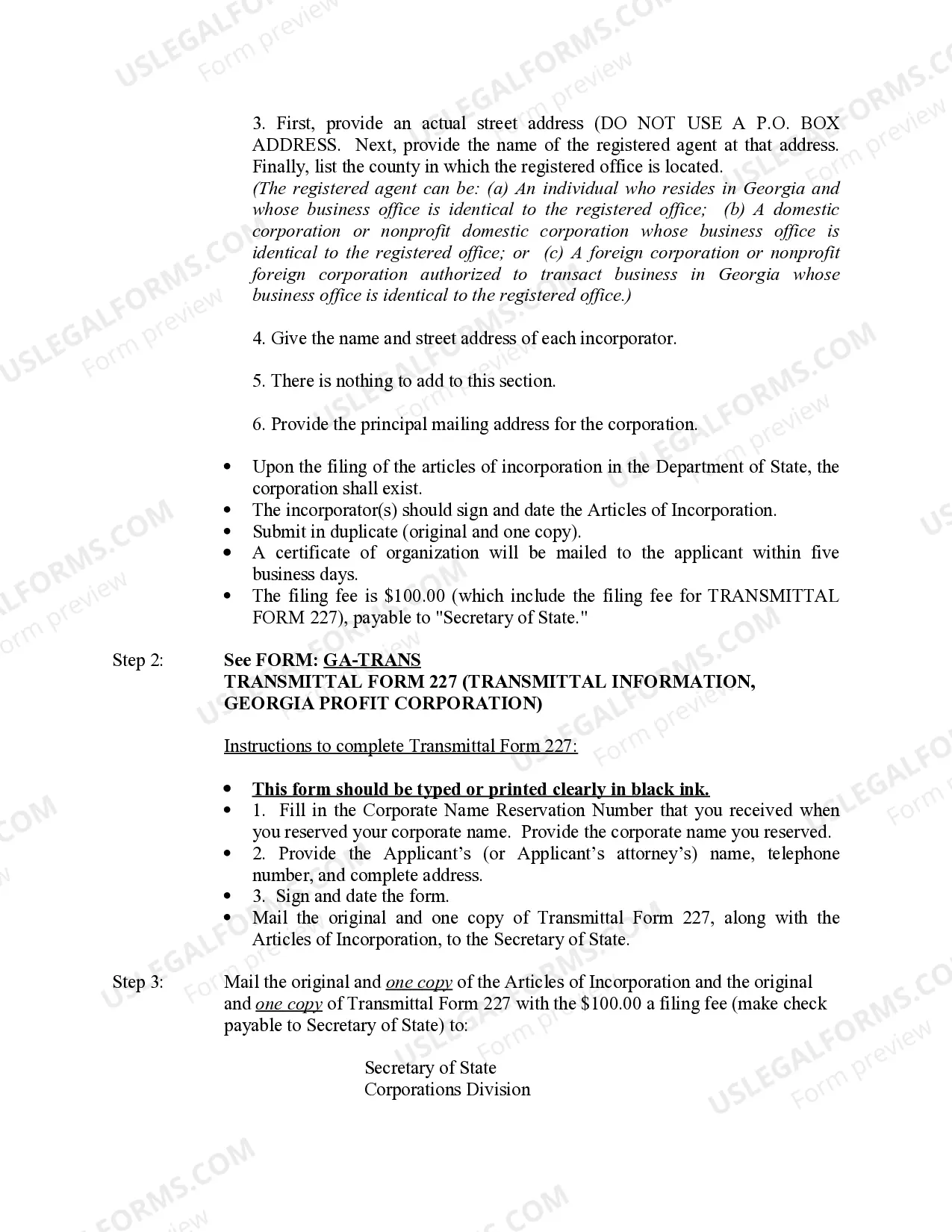 Preview Professional Corporation Package for Georgia