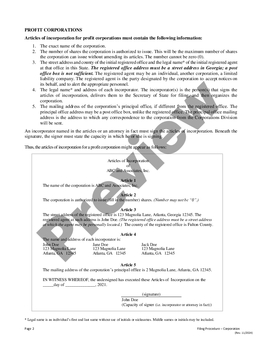 Fulton Articles of Incorporation for Domestic ForProfit